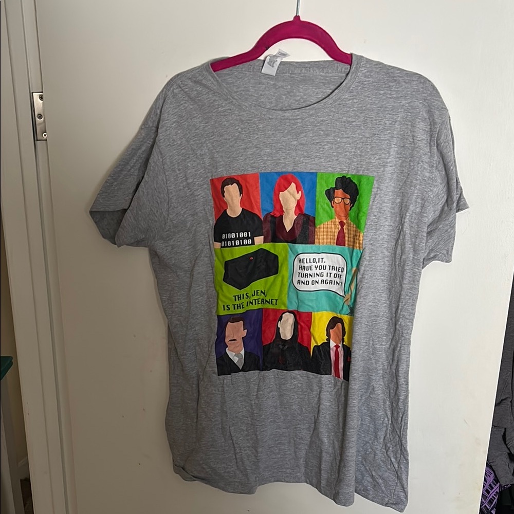 3XL Gray IT Crowd Graphic T-Shirt